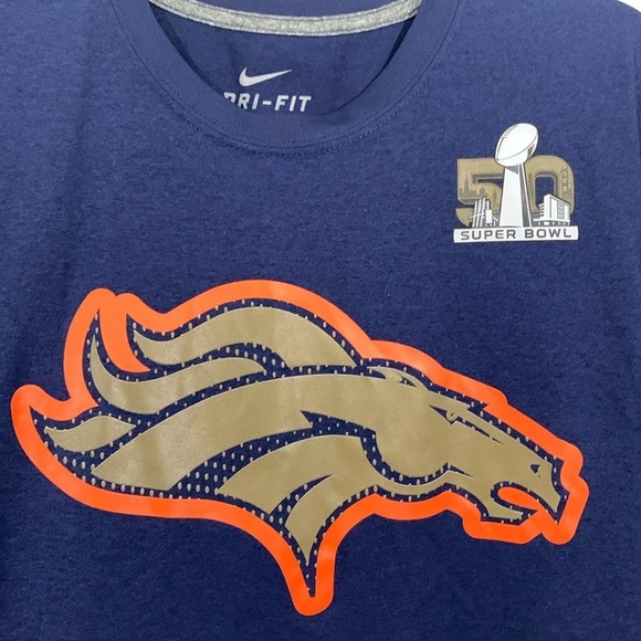 Nike Dri-Fit Denver Broncos Super Bowl 50 Shirt Sleeve Sport Tee size M - Picture 2 of 13